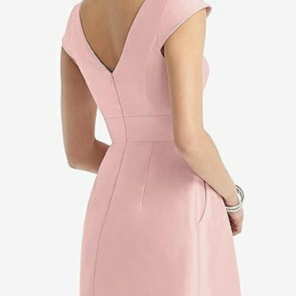 Alfred Sung 767...Cap Sleeve Pleated Skirt Dress with Pockets....Rose...Size 12 - Picture 6 of 10